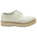 Church's Brogues with Raffia Trims in White Patent Leather