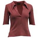 Albus Lumen Point Collar Polo Shirt in Red Linen - Autre Marque