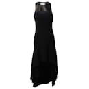 Michael Kors Halter Mullet Hem Evening  Dress in Black Wool and Leather