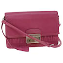 PRADA Wallet Shoulder Bag Leather Pink Auth bs2461 - Prada