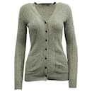 Vince Ribbed Knitted Cardigan in Grey Cashmere