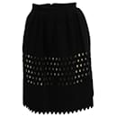 Fendi Laser Cut Knee Length Skirt in Black Viscose