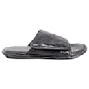 Balenciaga Croc Embossed Slide Sandals in Black Patent Leather 