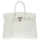 Splendid Hermès Birkin handbag 35 cm in white Taurillon Clémence leather