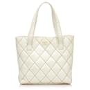 Chanel White Quilted Surpique Tote