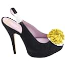 Vivian Westwood Valentine Sapato aberto bico fino em camurça preta - Vivienne Westwood
