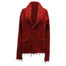 Alanui Chunky Knit Cardigan in Red Cashmere