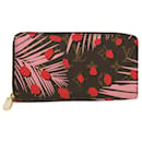 LOUIS VUITTON Monogram jungle dot Zippy Wallet Long Wallet Red Pink Auth 32470a - Louis Vuitton
