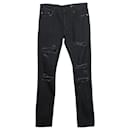 Saint Laurent Ripped Jeans in Black Cotton Denim