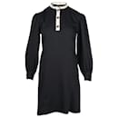 Sandro Noemi Mini Shift Dress in Black Polyester