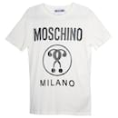 Camiseta de algodón blanco con logo de signo de interrogación de Moschino