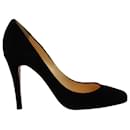 Christian Louboutin Square Toe Pumps in Black Suede 