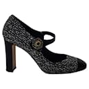Sapatos Dolce & Gabbana Tweed Mary Jane Court em algodão preto