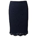 Sandro Paris Lace Pencil Skirt in Black Cotton 