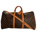 Brown Coated Canvas Louis Vuitton Keepall Bandouliere 60