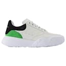New Court Sneaker in White/Black/Green Leather - Alexander Mcqueen