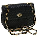 BALLY Matelasse Chain Shoulder Bag Leather Black Auth am3215 - Bally