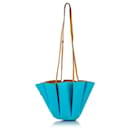 Lanvin Margeurite Bicolor Leather Bucket Bag Blue