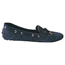 LOUIS VUITTON Navy suede studded loafers / GLORIA FLAT LOAFER T39 NEW IT - Louis Vuitton