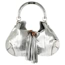 Gucci Silver Metallic Python Large Babouska Indy Tasche.  Limited Edition!