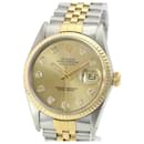 Rolex Champagne Mens Datejust Twotone Diamond Dial Fluted Bezel 36mm Watch 