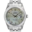 Rolex White Mop Mens Datejust Ssteel Diamond Dial Diamond Bezel 36mm Watch 