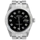 Rolex Black Mens Datejust Ss Diamond Dial Diamond Bezel 36mm Watch 