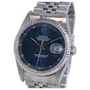Rolex Blue Mens Datejust 16234 Dial 18kw Gold Bezel & Steel Watch 
