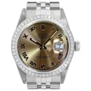 Rolex Salmon Roman Mens Datejust S Steel Blue Dial Diamond Bezel 36mm Watch 
