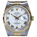 Rolex Datejust Factory White Roman Dial W/papers 36mm Watch 