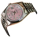 Rolex Mens Datejust Ss 36mm Pink Mop Diamond Dial Fluted Bezel Watch Ref 16014 