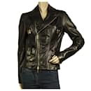 DSquared DS2 Black Leather Designer lined Breasted Zipper Biker Jacket size 42 - Dsquared2