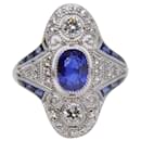 anillo de oro 18k zafiros diamantes - Autre Marque