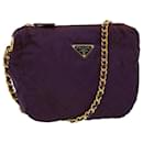 PRADA Quilted Chain Shoulder Bag Nylon Purple Auth yk5346 - Prada