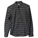 Dries Van Noten Geometric Pattern Shirt in Black Cotton