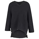 Adam Lippes Chunky Knit Deep V-Neck Sweater Jumper in Black Cashmere