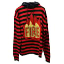 Moncler Jacquard Fire Knitted Hoodie in Red Wool