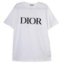 Dior Logo Embroidered T-shirt in White Cotton