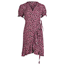 Diane Von Furstenberg Puffed Sleeve Wrap Dress in Pink Floral Print Viscose