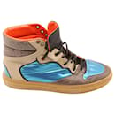 Balenciaga Cosmonaute High Top Sneakers in Electric Blue Leather