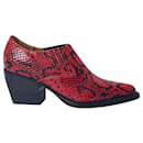 Chloé Rylee Snake-Effect Ankle Boots in Red Leather