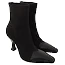 Celine Madame ankle boots in canvas and black leather - Céline