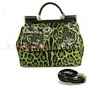 Dolce & Gabbana Leopard Printed Pony Fur Decorated with Roses Sicily Bag Limited Edition