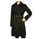 Armani Jeans Black lined Breasted Belted Trench Jacket Coat Eur 38 USA 2