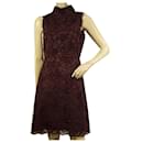 Ted Baker Burgundy Lace Sleeveless High Neck Knee Length Dress size 2