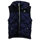 Moncler Arles Down Jacket with Detachable Sleeves in Navy Blue Nylon