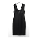 Versace Chiffon Trim Black Wiggle Dress
