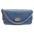 CHANEL BOY CLASP HANDBAG IN BLUE QUILTED LEATHER BAG - Chanel