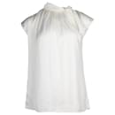 Sandro Paris Courbe Studded Blouse Top in White Cotton