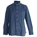 Tom Ford Long Sleeve Button Front Shirt in Blue Cotton